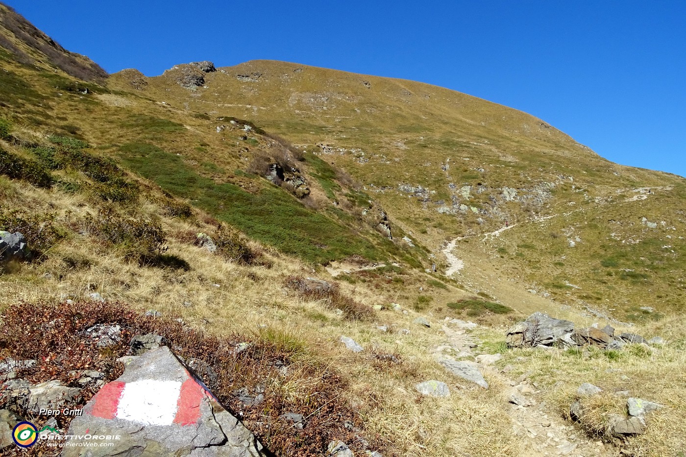 55 Si vede sul vesante sud dello Zuc di Valbona la traccia che faremo per lo Zuc di Cam.JPG